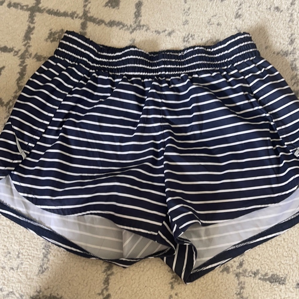 Athleta Navy White Striped Shorts